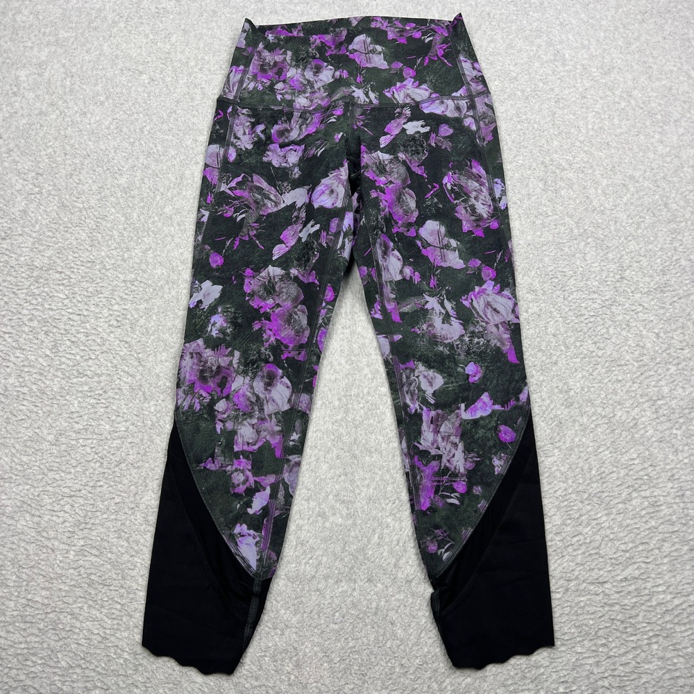 Lululemon Wunder Under Leggings Womens 6 Floral High-Rise Crop 23 Scallop W6BI7S